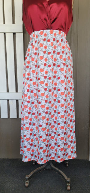 A-Line Midi Skirt Rose Plaid on White - Image 2
